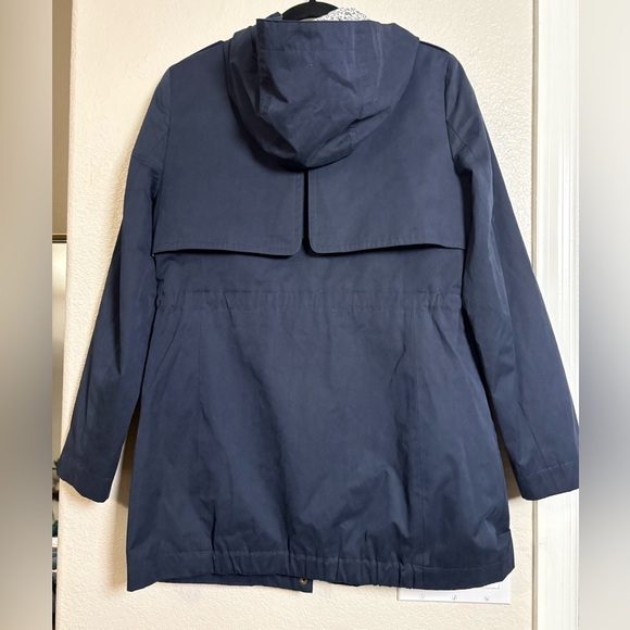 LOFT Navy Anorak Utility Jacket with Hood, Drawstring Waist, Pockets, Zip Pocket - Picture 10 of 14